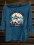 Scenery Loose Western Style Cotton-Blend T-Shirt