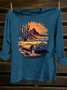 Western Style Loose Crew Neck Car T-Shirt