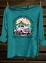 Scenery Loose Western Style Cotton-Blend T-Shirt
