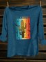 Text Letters Crew Neck Western Style Loose T-Shirt