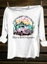 Scenery Loose Western Style Cotton-Blend T-Shirt