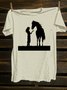 Crew Neck Horse Western Style T-Shirt