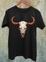 Cotton-Blend Western Style Crew Neck Cattle T-Shirt