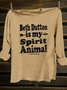 Letter Pattern Western Style Crew Neck Cotton-Blend T-Shirt