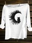 Cotton-Blend Western Style Crew Neck Cat T-Shirt