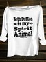 Letter Pattern Western Style Crew Neck Cotton-Blend T-Shirt