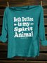Letter Pattern Western Style Crew Neck Cotton-Blend T-Shirt