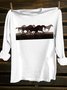 Crew Neck Western Style Horse T-Shirt