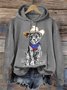 Western Style Cowboy Dog  Hoodie Cotton-Blend Hoodie