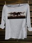 Crew Neck Western Style Horse T-Shirt