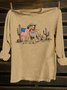 Dog Crew Neck Western Style T-Shirt