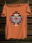 Ethnic Geometry Cotton-Blend Western Style T-Shirt