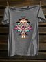 Ethnic Geometry Cotton-Blend Western Style T-Shirt