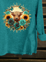 Cotton-Blend Western Style Crew Neck T-Shirt