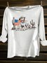 Dog Crew Neck Western Style T-Shirt