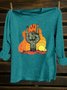 Cactus Scenery Printed Western Style Long SleeveT-Shirt