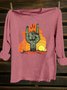 Cactus Scenery Printed Western Style Long SleeveT-Shirt