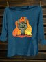 Cactus Scenery Printed Western Style Long SleeveT-Shirt