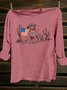 Dog Crew Neck Western Style T-Shirt