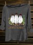 Hallow Text Letters Printed Long Sleeve Western Style T-Shirt