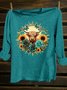 Cotton-Blend Western Style Crew Neck T-Shirt