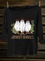 Hallow Text Letters Printed Long Sleeve Western Style T-Shirt
