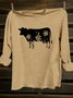 Cotton-Blend Crew Neck Western Style Cattle T-Shirt