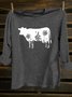 Cotton-Blend Crew Neck Western Style Cattle T-Shirt