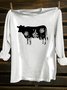 Cotton-Blend Crew Neck Western Style Cattle T-Shirt
