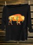 Scenery Cotton-Blend Western Style Loose T-Shirt
