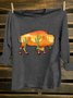 Scenery Cotton-Blend Western Style Loose T-Shirt