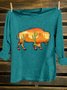Scenery Cotton-Blend Western Style Loose T-Shirt