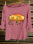 Scenery Cotton-Blend Western Style Loose T-Shirt