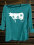 Cotton-Blend Crew Neck Western Style Cattle T-Shirt