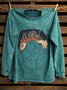 Crew Neck Loose Horse Western Style Sweatshirt