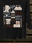 Western Style Loose Text Letters Long Sleeve T-Shirt