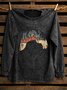 Crew Neck Loose Horse Western Style Sweatshirt