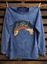Crew Neck Loose Horse Western Style Sweatshirt