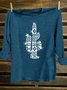Cotton-Blend Cactus Crew Neck Western Style T-Shirt