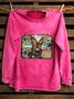 Western Style Loose Distressing Crew Neck Sweatshirt