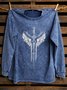 Western Style Crew Neck Abstract Cotton Sweatshirt