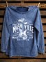 Western Style Nashville Music Letter Pattern Loose Distressing Sweatshirt