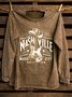 Western Style Nashville Music Letter Pattern Loose Distressing Sweatshirt