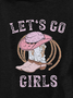 Western Style Cowgirls Cotton-Blend Text Letters T-Shirt