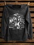 Western Style Nashville Music Letter Pattern Loose Distressing Sweatshirt
