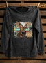 Western Style Loose Distressing Crew Neck Sweatshirt