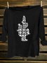 Cotton-Blend Cactus Crew Neck Western Style T-Shirt