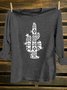 Cotton-Blend Cactus Crew Neck Western Style T-Shirt