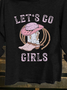 Western Style Cowgirls Cotton-Blend Text Letters T-Shirt