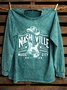 Western Style Nashville Music Letter Pattern Loose Distressing Sweatshirt